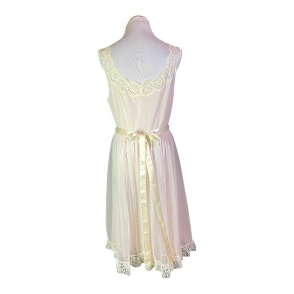 Vintage 1950s Vanity Fair Nightgown Layered Pale Pink Lace Sleeveless *Flaw - Picture 11 of 13